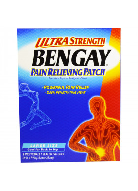 Bengay, Ultra Strength Pain Relieving Patch, Large Size, 4 Patches, 3.9 in x 7.9 in (10 cm x 20 cm)