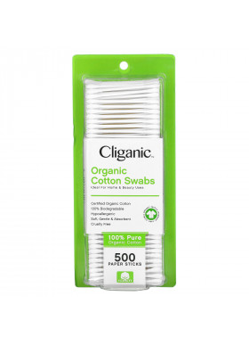 Cliganic, Organic Cotton Swabs,  500 Paper Sticks