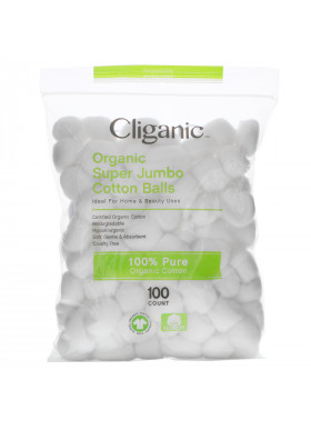 Cliganic, Organic Super Jumbo Cotton Balls, 100 Count