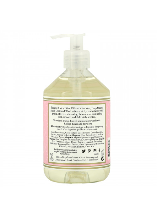 Deep Steep, Argan Oil Hand Wash, Rosewater & Aloe, 17.6 fl oz (520 ml)