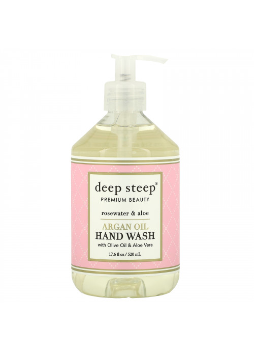 Deep Steep, Argan Oil Hand Wash, Rosewater & Aloe, 17.6 fl oz (520 ml)