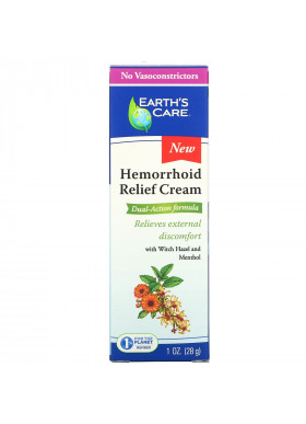 Earth's Care, Hemorrhoid Relief Cream, with Witch Hazel and Menthol, 1 oz (28 g)