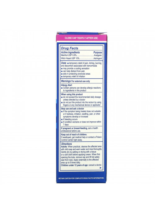 Earth's Care, Hemorrhoid Relief Cream, with Witch Hazel and Menthol, 1 oz (28 g)