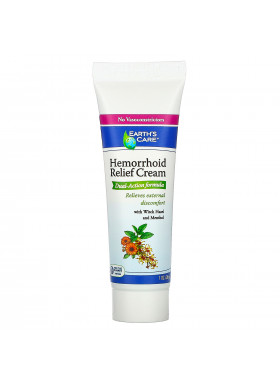 Earth's Care, Hemorrhoid Relief Cream, with Witch Hazel and Menthol, 1 oz (28 g)