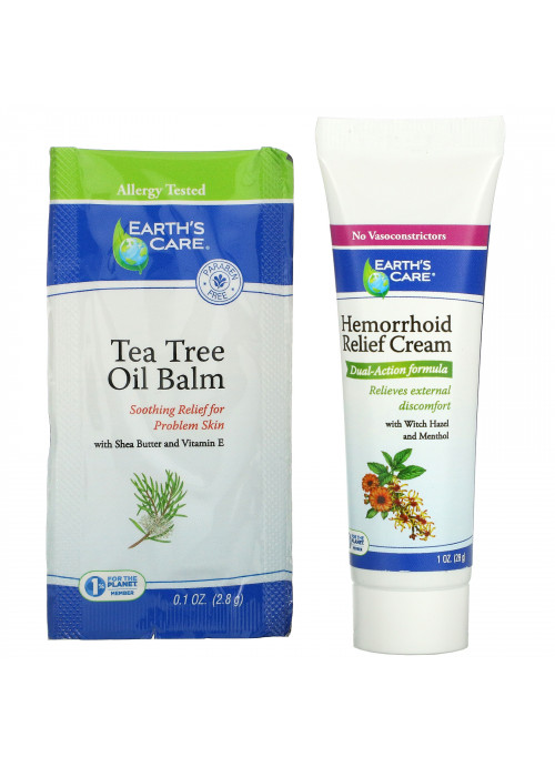 Earth's Care, Hemorrhoid Relief Cream, with Witch Hazel and Menthol, 1 oz (28 g)