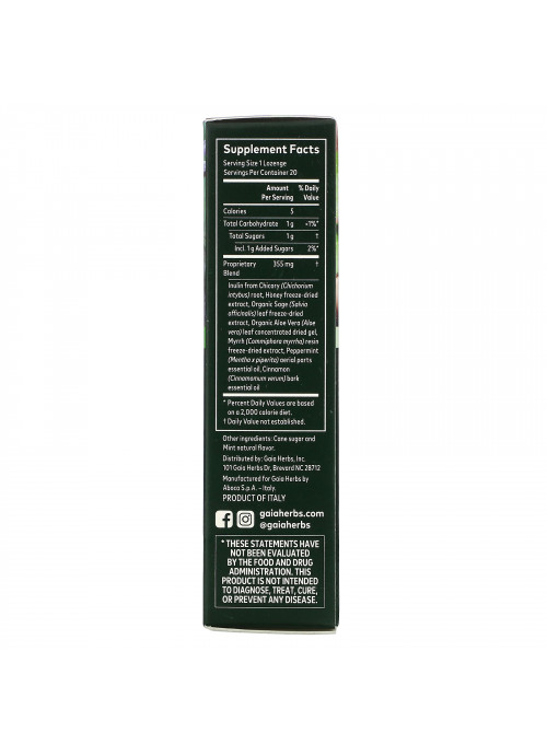 Gaia Herbs, Herbal Throat Lozenges, Sage & Aloe, 20 Lozenges