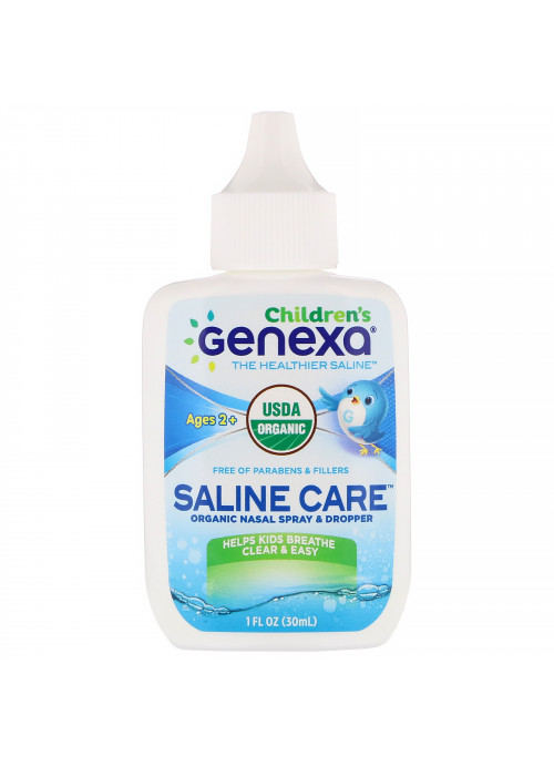 Genexa, Children's Saline Care, Organic Nasal Spray & Dropper, Ages 2+, 1 fl oz (30 ml)