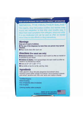 Genexa, Infant Saline Care, Organic Nasal Spray & Dropper, Newborn+, 1 fl oz (30 ml)