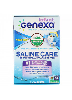 Genexa, Infant Saline Care, Organic Nasal Spray & Dropper, Newborn+, 1 fl oz (30 ml)