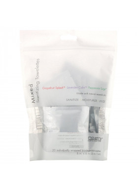 Giovanni, Mixed Sanitizing Towelettes, Peppermint Surge, Grapefruit Splash, Lavender Calm, 20 Towelettes