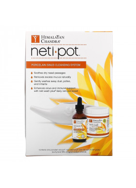 Himalayan Institute, Neti Pot, Porcelain Sinus Cleansing System, 3 Piece Kit