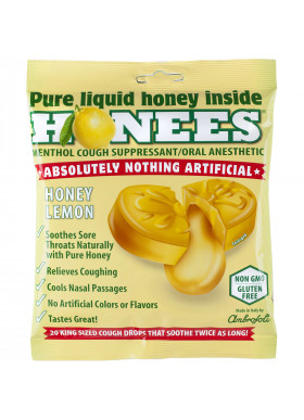 Honees, Cough Drops, Honey Lemon, 20 Cough Drops