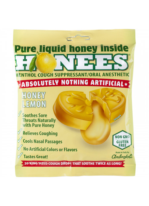 Honees, Cough Drops, Honey Lemon, 20 Cough Drops