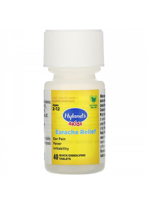 Hyland's, 4 Kids, Earache Relief, Ages 2-12, 40 Quick-Dissolving Tablets
