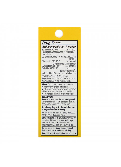 Hyland's, 4 Kids, Earache Relief Liquid Drops, Ages 2-12, 0.33 fl oz (10 ml)