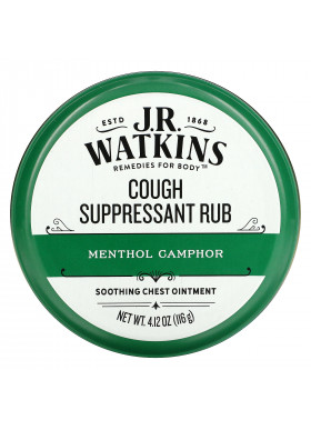 J R Watkins, Cough Suppressant Rub, Menthol Camphor,  4.12 oz (116 g)