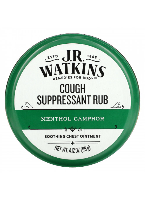 J R Watkins, Cough Suppressant Rub, Menthol Camphor,  4.12 oz (116 g)