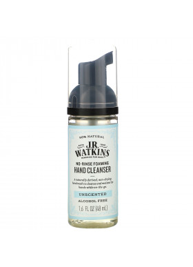 J R Watkins, No-Rinse Foaming Hand Cleanser, Unscented, 1.6 fl oz (48 ml)