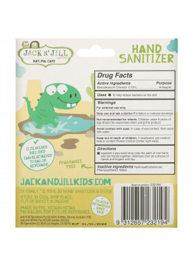 Jack n' Jill, Hand Sanitizer, Dino, 2 Pack, 0.98 fl oz (29 ml) Each and 1 Case