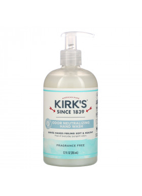 Kirk's, Odor Neutralizing Hand Wash,  Fragrance Free, 12 fl oz (355 ml)