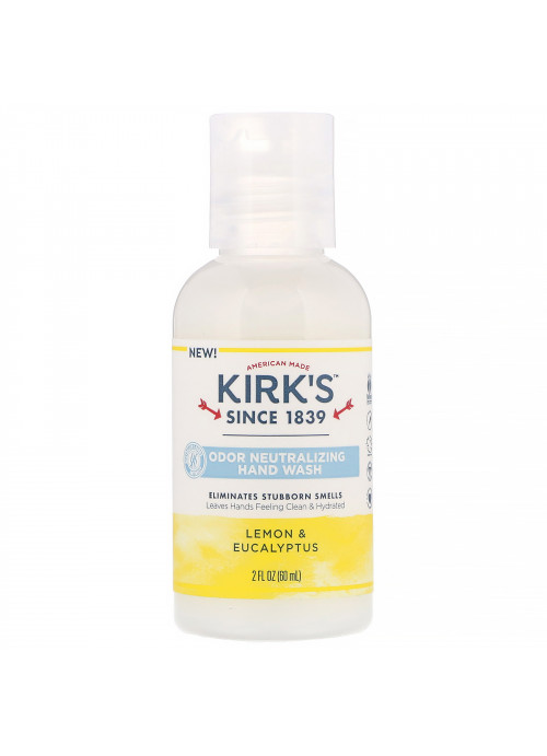 Kirk's, Odor Neutralizing Hand Wash, Lemon & Eucalyptus,  2 fl oz (60 ml)