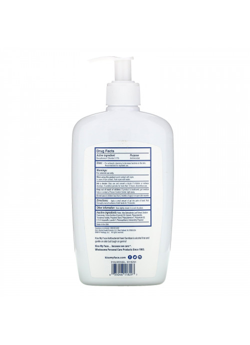 Kiss My Face, Hand Sanitizer with Aloe, Fragrance Free, 17 fl oz (502 ml)