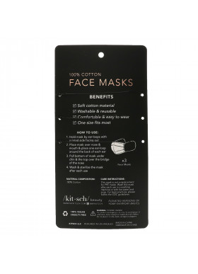 Kitsch, 100% Cotton Reusable Face Masks, Neutral, 3 Pack