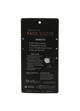 Kitsch, 100% Cotton Reuseable Face Masks, Blush, 3 Pack