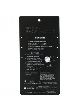 Kitsch, 100% Cotton Reuseable Face Masks, Leopard, 3 Pack