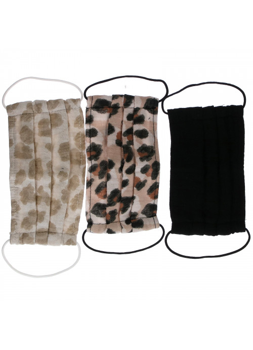 Kitsch, 100% Cotton Reuseable Face Masks, Leopard, 3 Pack