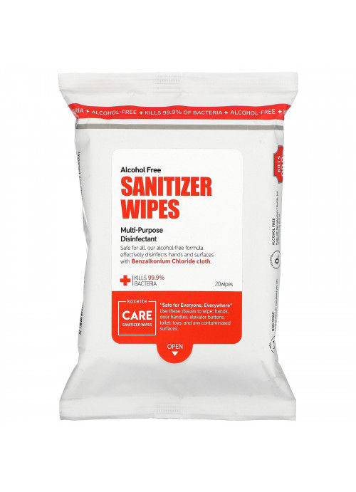 Kosette, Sanitizer Wipes, Alcohol-Free, 20 Wipes