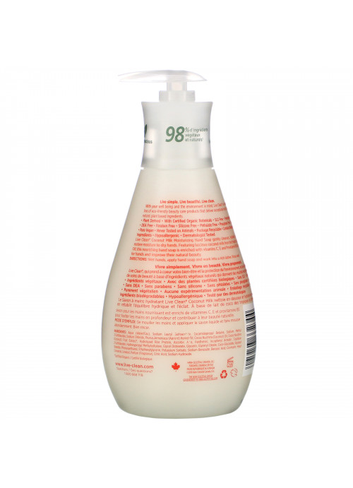 Live Clean, Moisturizing Liquid Hand Soap, Coconut Milk, 17 fl oz (500 ml)