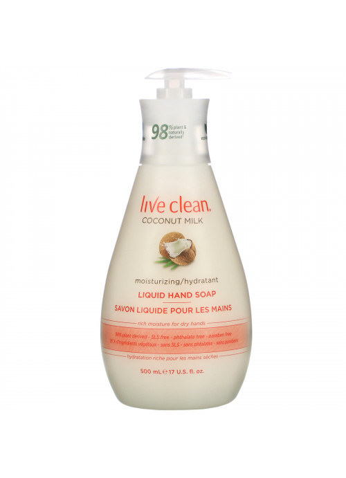 Live Clean, Moisturizing Liquid Hand Soap, Coconut Milk, 17 fl oz (500 ml)