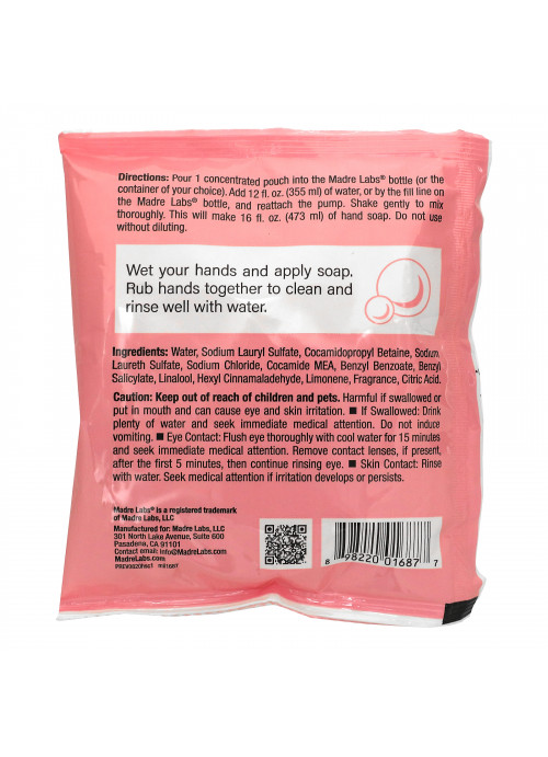 Madre Labs, Hand Soap, 3x Concentrate, Freesia, 1 Pouch, 4 oz (118 ml)