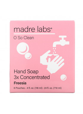 Madre Labs, Hand Soap, 3x Concentrate, Freesia, 6 Pouches, 4 fl oz (118 ml) Each