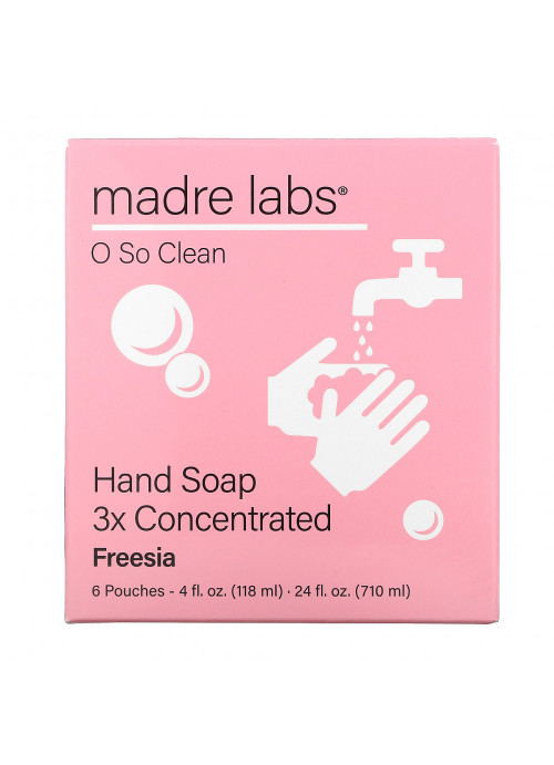 Madre Labs, Hand Soap, 3x Concentrate, Freesia, 6 Pouches, 4 fl oz (118 ml) Each