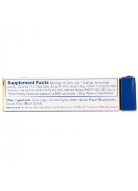 Manuka Health, Manuka Honey Lozenges, Blackcurrant, MGO 400+, 15 Lozenges