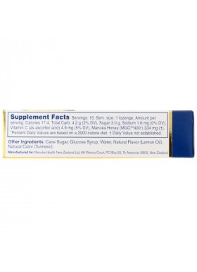 Manuka Health, Manuka Honey Lozenges, Lemon, MGO 400+, 15 Lozenges