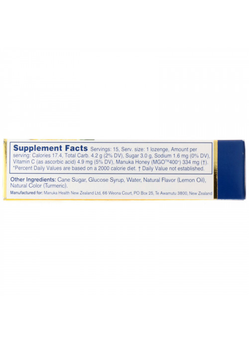 Manuka Health, Manuka Honey Lozenges, Lemon, MGO 400+, 15 Lozenges