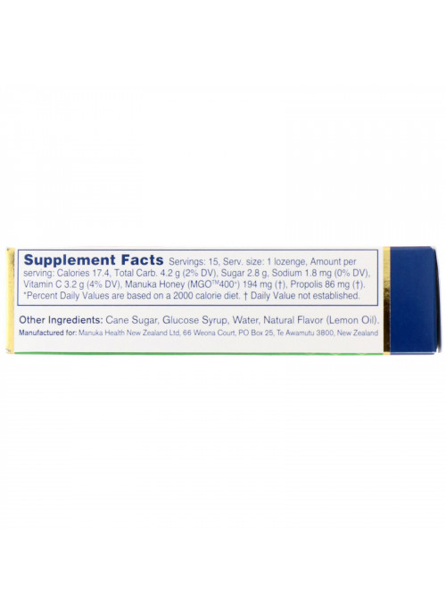 Manuka Health, Manuka Honey Lozenges, Propolis, MGO 400+, 15 Lozenges