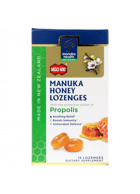 Manuka Health, Manuka Honey Lozenges, Propolis, MGO 400+, 15 Lozenges