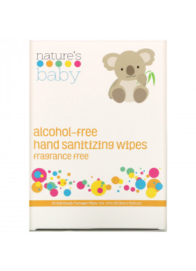 Nature's Baby Organics, Hand Sanitizing Wipes, Alcohol Free, Fragrance Free , 60 Individually Packaged Wipes