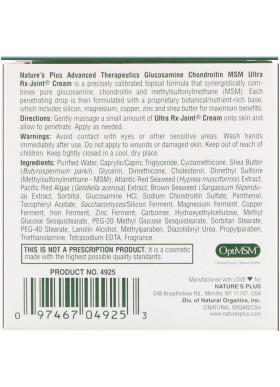 Nature's Plus, Advanced Therapeutics, Glucosamine Chondroitin MSM Ultra Rx-Joint Cream, 4 fl oz (118 ml)