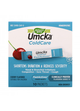 Nature's Way, Umcka, Cold Care, Fast Actives, Cherry Flavored, 10 Powder Packets