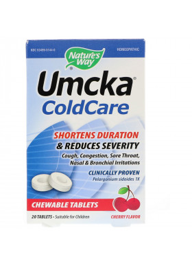 Nature's Way, Umcka, ColdCare, Cherry, 20 Chewable Tablets