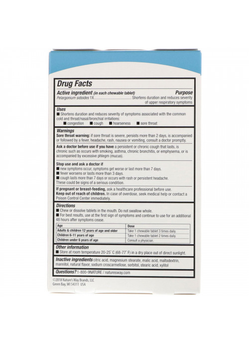Nature's Way, Umcka, ColdCare Kids,  For Ages 6 and Up, Cherry Flavored, 10 Chewable Tablets