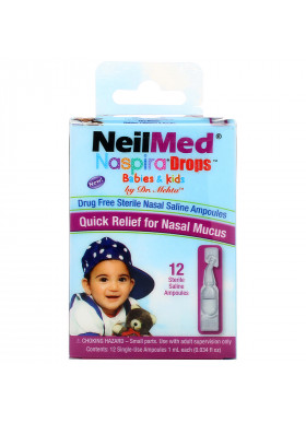 NeilMed, Naspira Drops, Babies & Kids, 12 Sterile Saline Ampoules, 0.034 fl oz (1 ml) Each