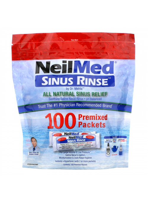 NeilMed, Sinus Rinse, All Natural Sinus Relief, 100 Premixed Packets