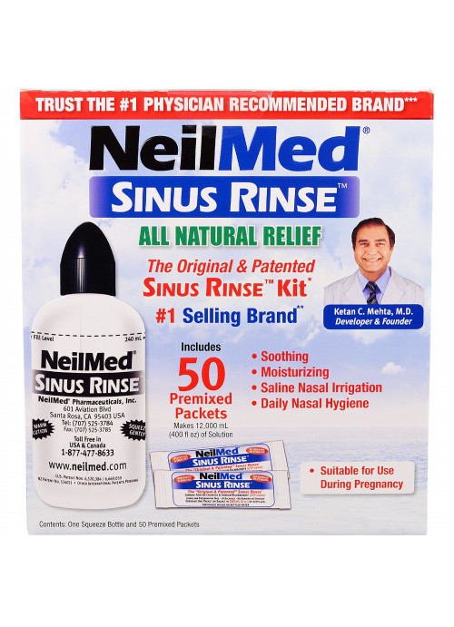 NeilMed, The Original & Patented Sinus Rinse Kit, 50 Premixed Packets, 1 Kit