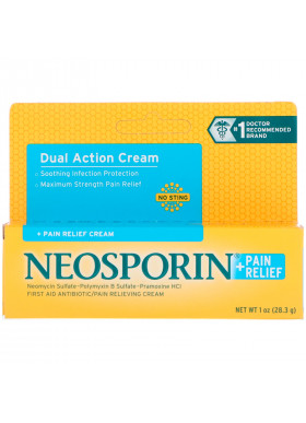 Neosporin, Dual Action Cream, Pain Relief Cream, 1 oz (28.3 g)